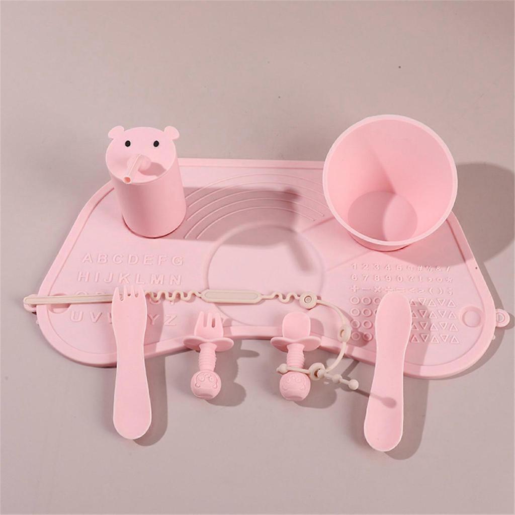 Portable Silicone Kids Feeding Set with Placemat & Straw, Yellow