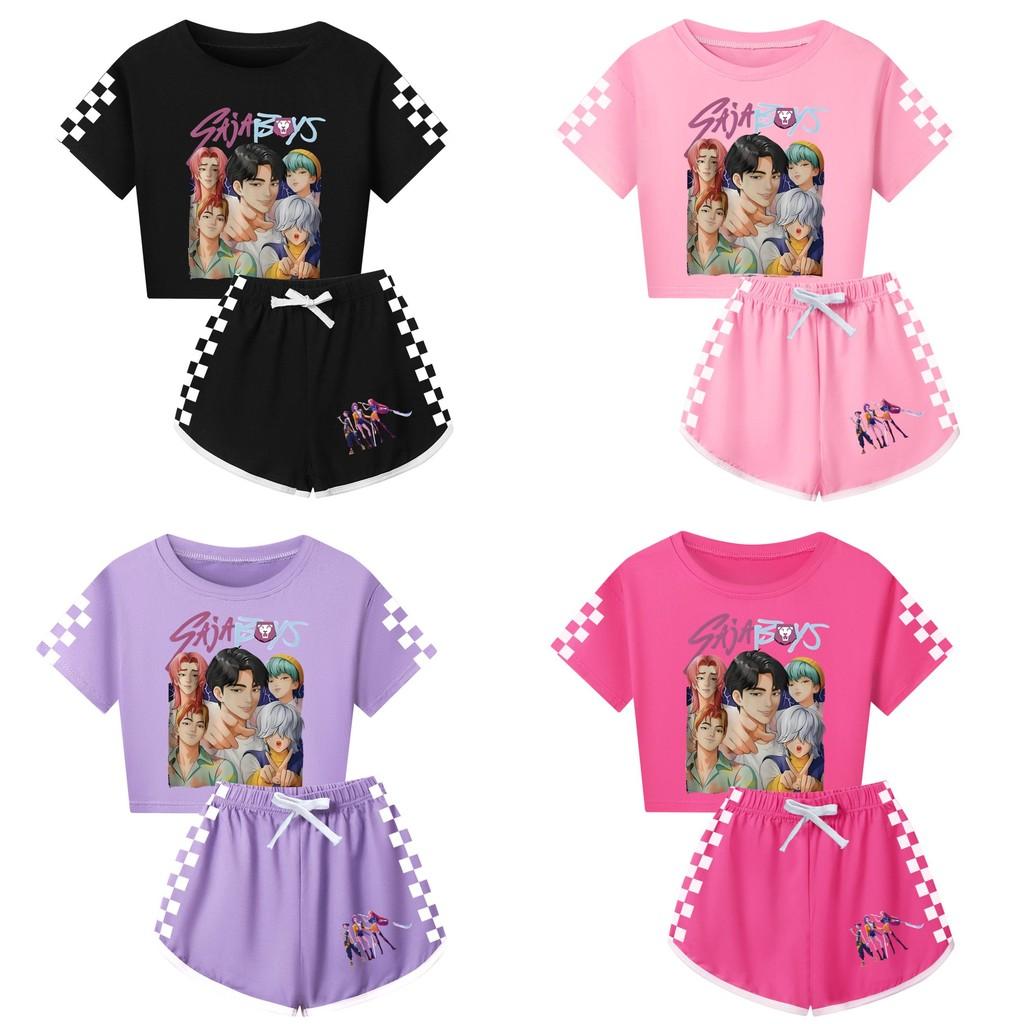 Kpop Demon Hunters Saja Jongens Print Volwassen Kind Korte Mouw Korte Broek Familie Pyjamaset Voor Gezellige Nachtkleding