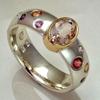 Gorgeous Inlaid Multicolored CZ Women's Ring Classic Two Color Geometry Daily Wear Party Jewelry Anniversary Gift