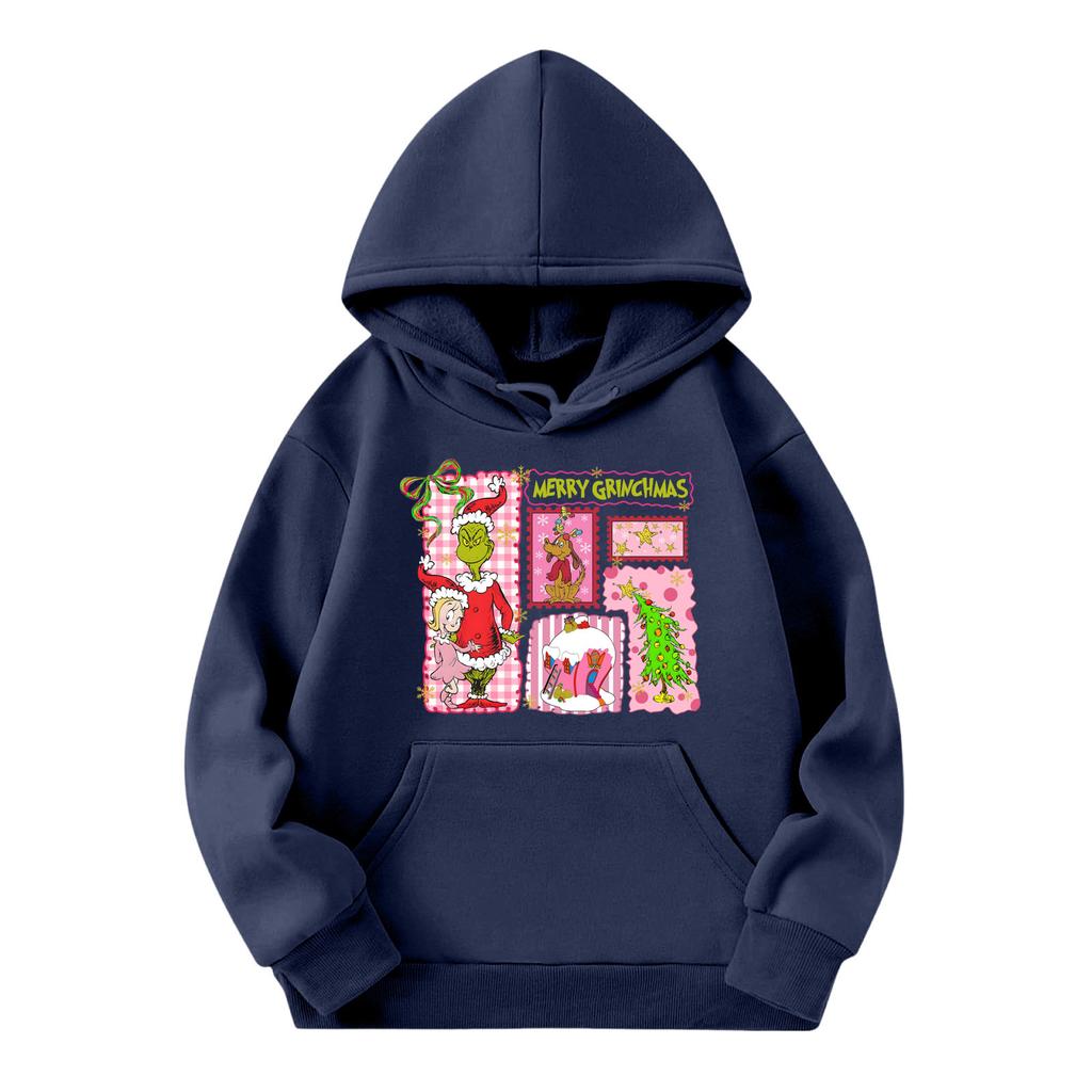 Child Fashion Lightweight Long Sleeve Pullover With Pockets  Print Hoodie