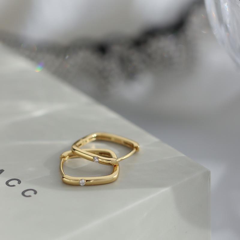 

Женские минималистичные позолоченные серьги-каффы из стерлингового серебра с квадратными бриллиантами и серьги-подвески