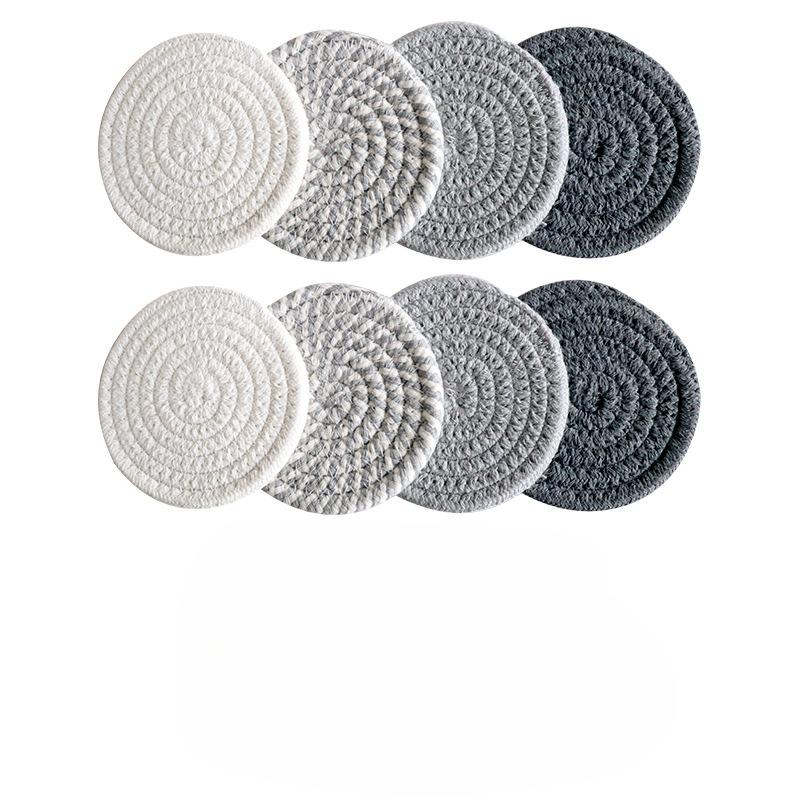 Set of 8 Absorbent Coasters, Minimalist Cotton Coasters with Non-Woven Lining for Coffee Table Home Decor Bar Gift - Brown Collection