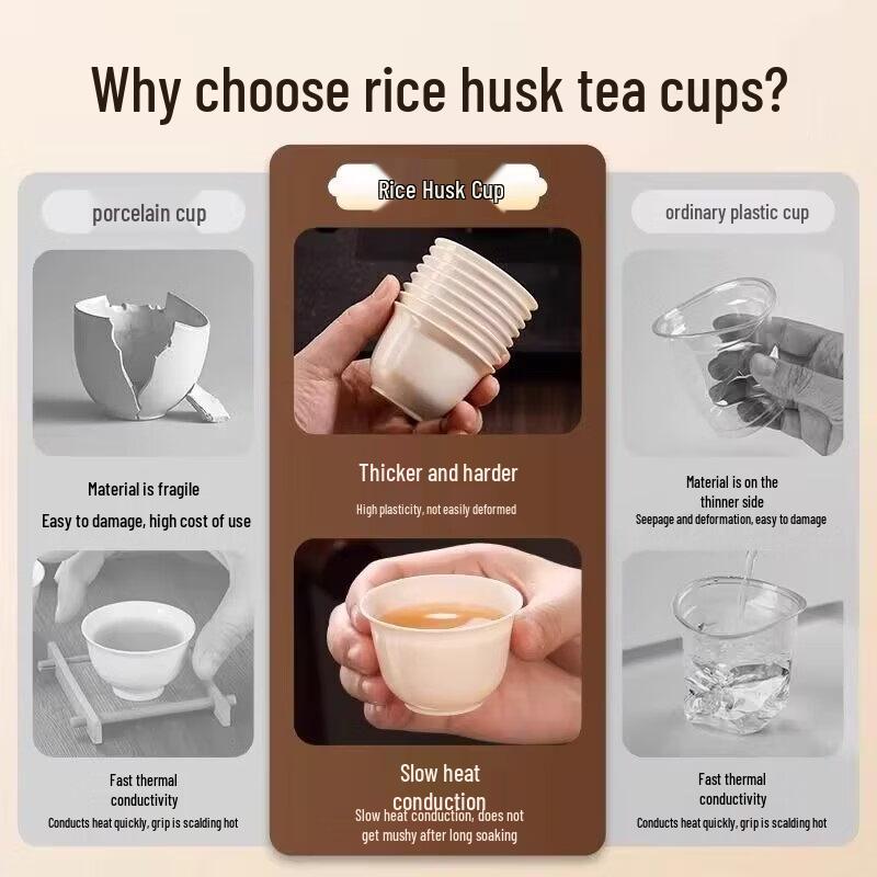 ZISIZ Disposable Rice Husk Kung Fu Tea Cup