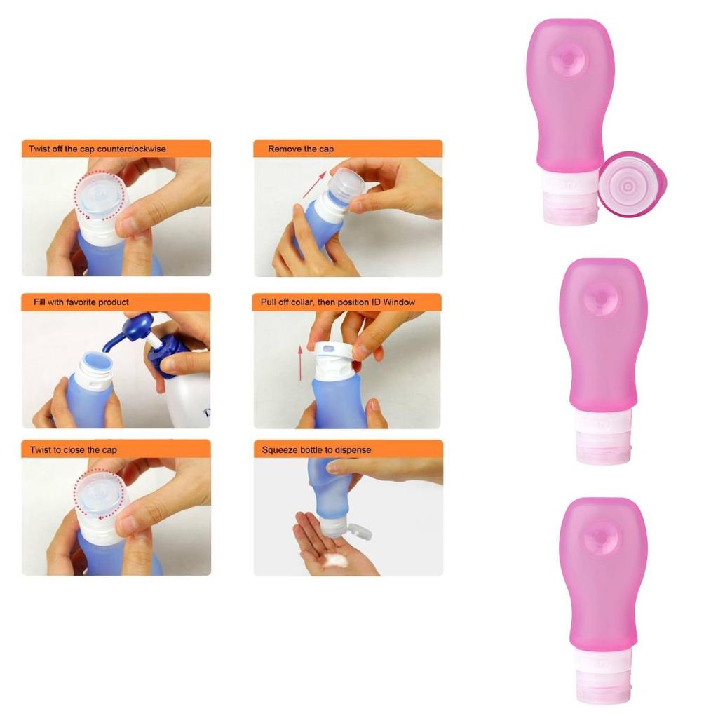 Silicone Travel Bottles Set With Flip Cap For Shampoo And Lotion Storage
