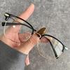 Ultra-light Half-Frame Metal Glasses: Anti-Blue Light, Retro Transparent Design for Men and Women