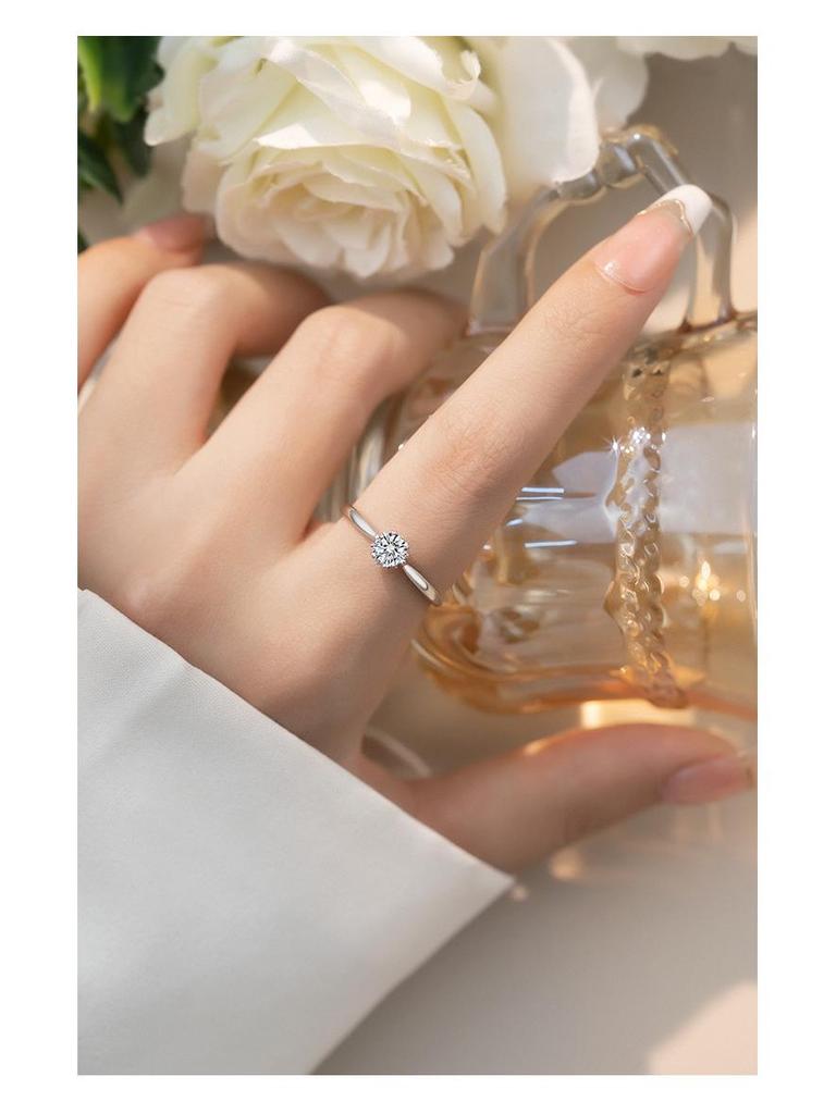 Banyan Tree S925 Silver Moissanite Six-Claw Women's Fashion Ring - Elegant Luxury Trend