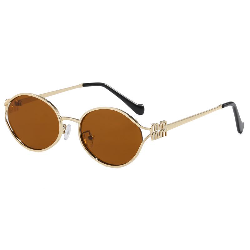 High-End 2026 European & American Women's UV Protection Oval Metal Sunglasses