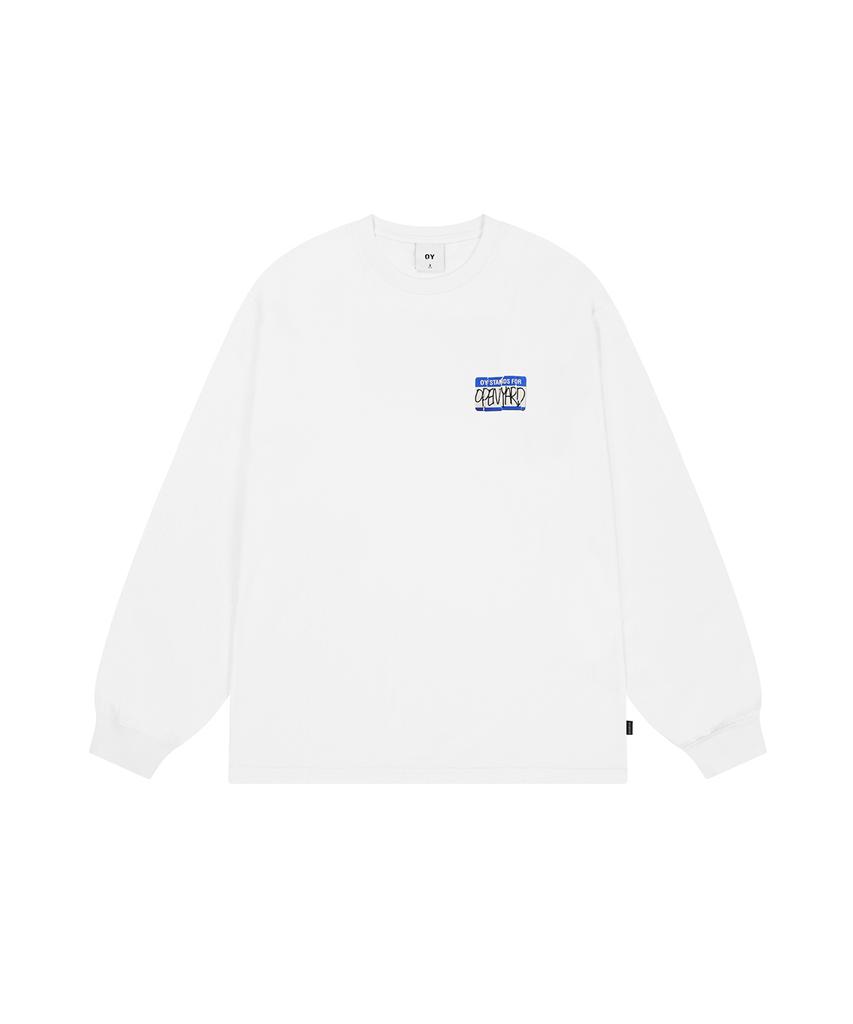 Opeunyadeu(Owai) Torn Name Tag Long Sleeve - White