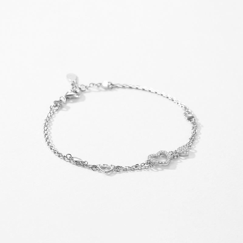 Moissanite 925 Silver Heart-shaped Bracelet for Women Niche Versatile Mobius Love Stacked Bracelet Wedding Gift