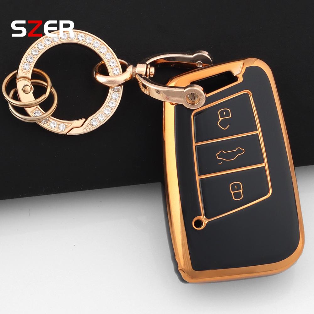 Tpu Car Key Case Cover Bag Shell For Vw Volkseagen Passat B8 Magotan For Skoda Superb A7 Kodiaq Seat Fob Keychain Accessories