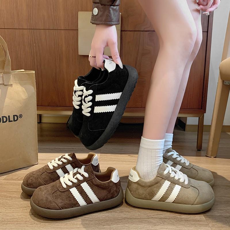 Ugly cute retro color matching platform German training shoes women's 2025 new comfortable and lightweight round head lace-up casual sports shoes