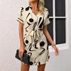 2026 European and American Dress V-neck Lace-up Short-sleeved Comfortable Casual Skirt FBA Delivery