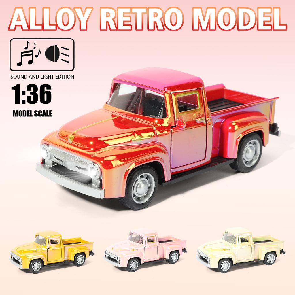 1:36 1955 Classic Chevrolet's Pickup Truck Sound and Light Alloy Car Models New Year Gift For Kids