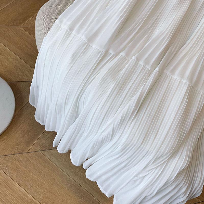 Women's Spring 2025 Purple Fairy Gauze Skirt: Slim, Versatile, Pleated Design