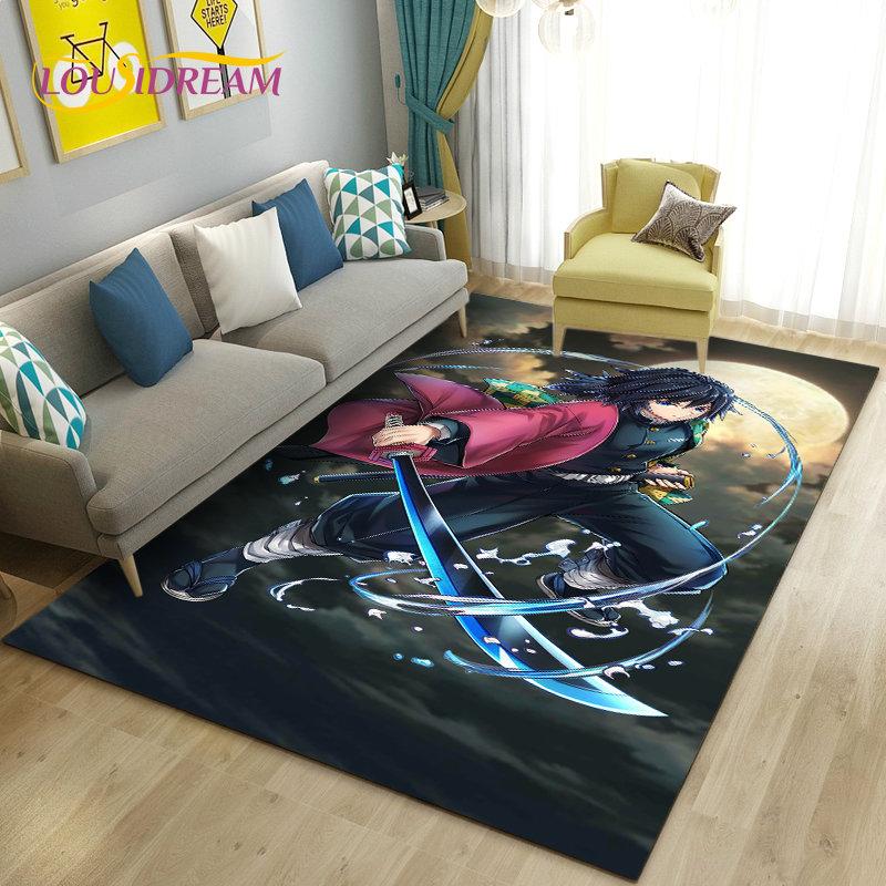 3D Demon Slayer Cartoon Area Rug Large,Carpet Rug for Living Room Bedroom Sofa Doormat Decoration,Kids Play Non-slip Floor Mat