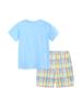 Summer 2026 Boys' Plaid Dinosaur Print Shorts Set - European & American Style Two-Piece