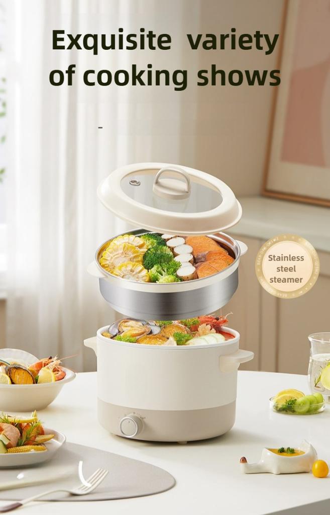 220V 2.5L Electric Food Cooking Machine Multi Cooker Frying Pan Household Hot Pot With Steamer
