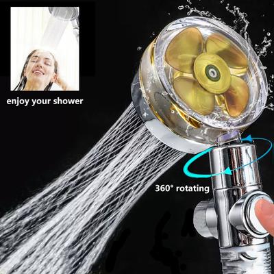 Pommeau de douche rotatif à 360 degrés avec petit ventilateur, débit économe en eau, buse de pulvérisation de pluie en ABS, haute pression, accessoires de salle de bain