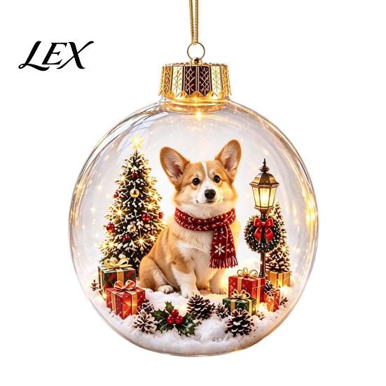 LED Winter Scene Decor Glowing Christmas Story Ornament, Mini Holiday in Ball with Warm Seasonal Home Gifts Light, 3D Clear Acrylic Hanging Decoration