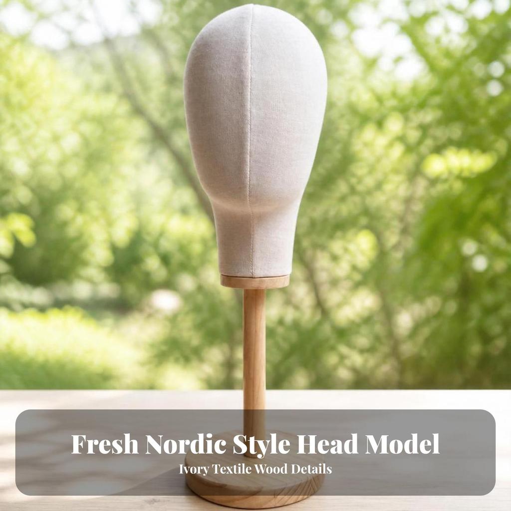 Mannequin Head Stand Wooden Base Hat Home Storage