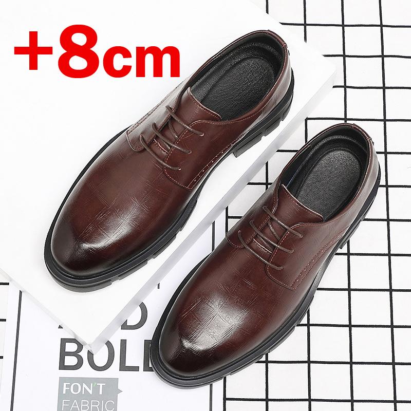 Nuovi Uomini Estivi Cava Plateau Tacco Alto 5/8/10 CM Crescita in Altezza Formale Uomo Derby Scarpe in Pelle Uomo Scarpe da Cerimonia Elevatore