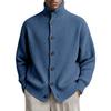 Cardigan in maglia casual e rilassato da uomo -colore, Cappotto con bottoni a maniche lunghe a righe, collo alto, a maglia grossa da uomo