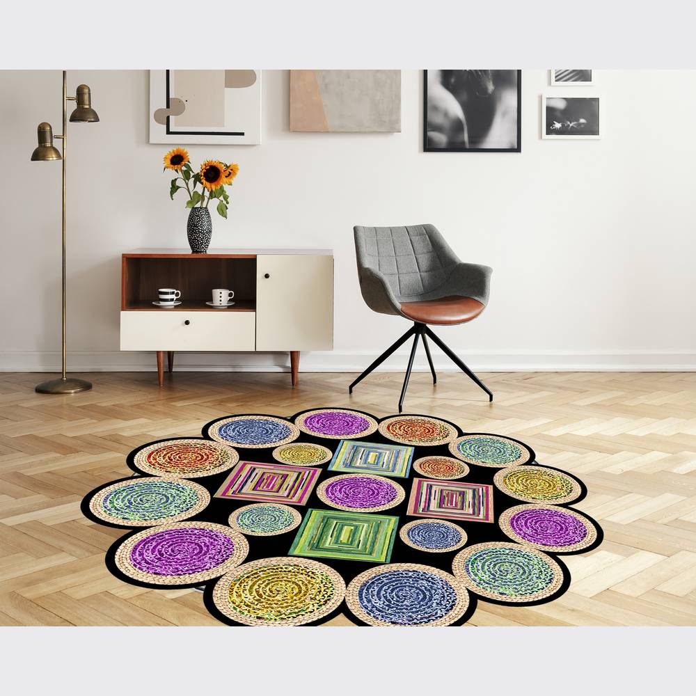

Mosimoso Home L001 Digital Printed Dot Sole Laser Cut Carpet 100x100 cm синий