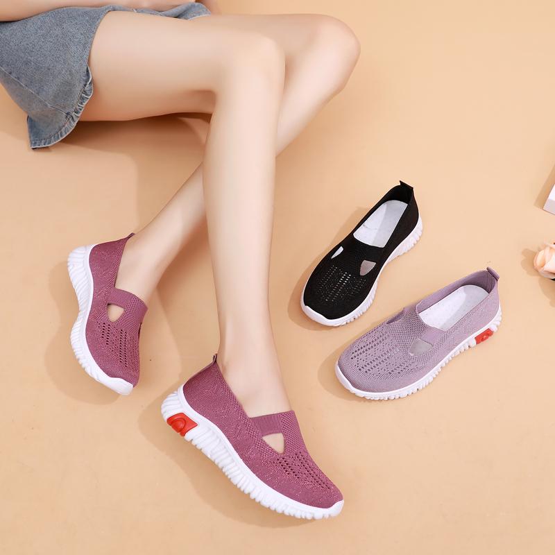 Fashion Summer Sneakers Women Casual Shoes Mesh Soft Loafers Bottom Walking Shoes Mom Light Comfortable Footwear Flat Women Shoes
