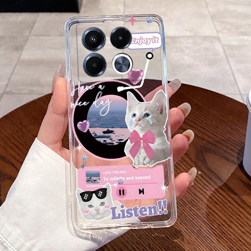 Jelly Casing For Infinix Note 40 5G X6851 X6852 Fundas Capa Clear Silicone Soft TPU Back Cover Cute Cat Rabbit Heart Phone Case