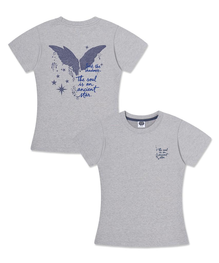ALVINCLO [Women] Angel Wings Semi-Crop Short Sleeve T-Shirt Ast3703 (3 Colors)