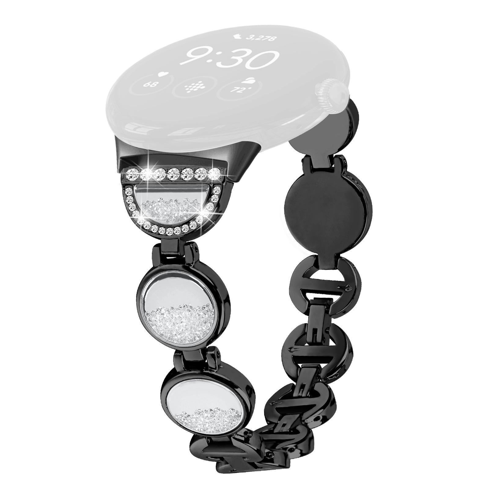 

Ремінець для годинника Quicksand для Google Pixel Watch 3 41mm/Watch 2/Pixel Watch, прикрашений стразами Black