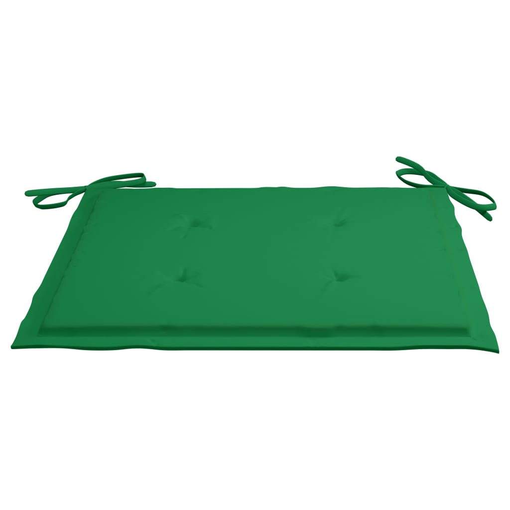 Garden Chairs with Green Cushions 2 Pcs Solid Teak Wood