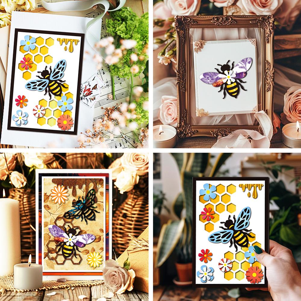 Carbon Steel Cutting Dies Stencils for DIY Scrapbooking Photo Album Decorative Embossing Paper Card Bees 160x104~110x0.8mm