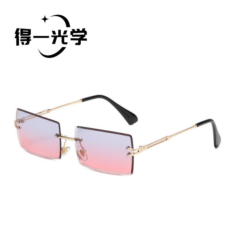 New diamond trimmed small frame rimless square sunglasses sunglasses sunglasses UV protection sunglasses