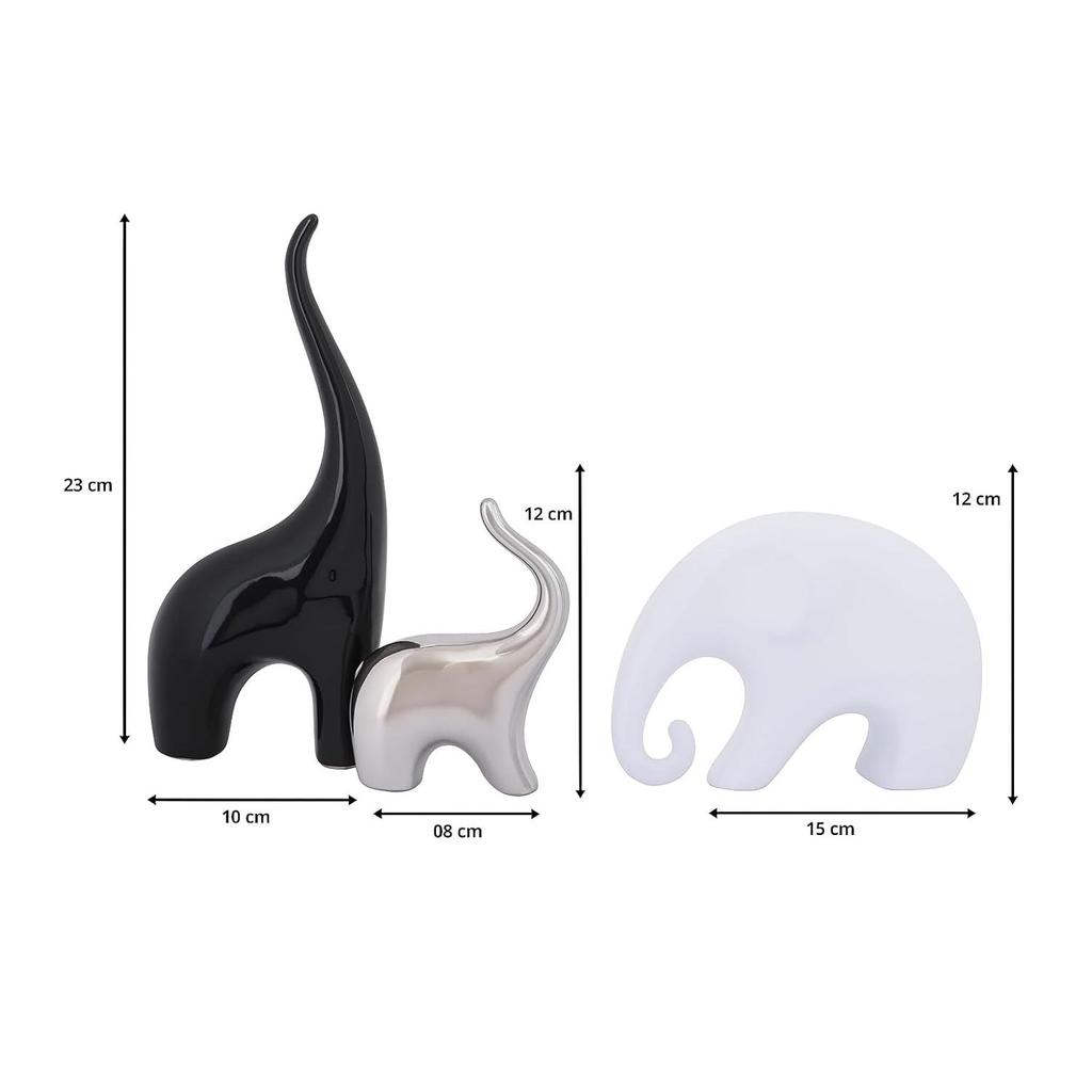 Grand Luxury Elephant Trio | A Symbol of Wisdom & Prosperity | Elegant Set for a Refined Aesthetic – Pack of 3, Multicolor