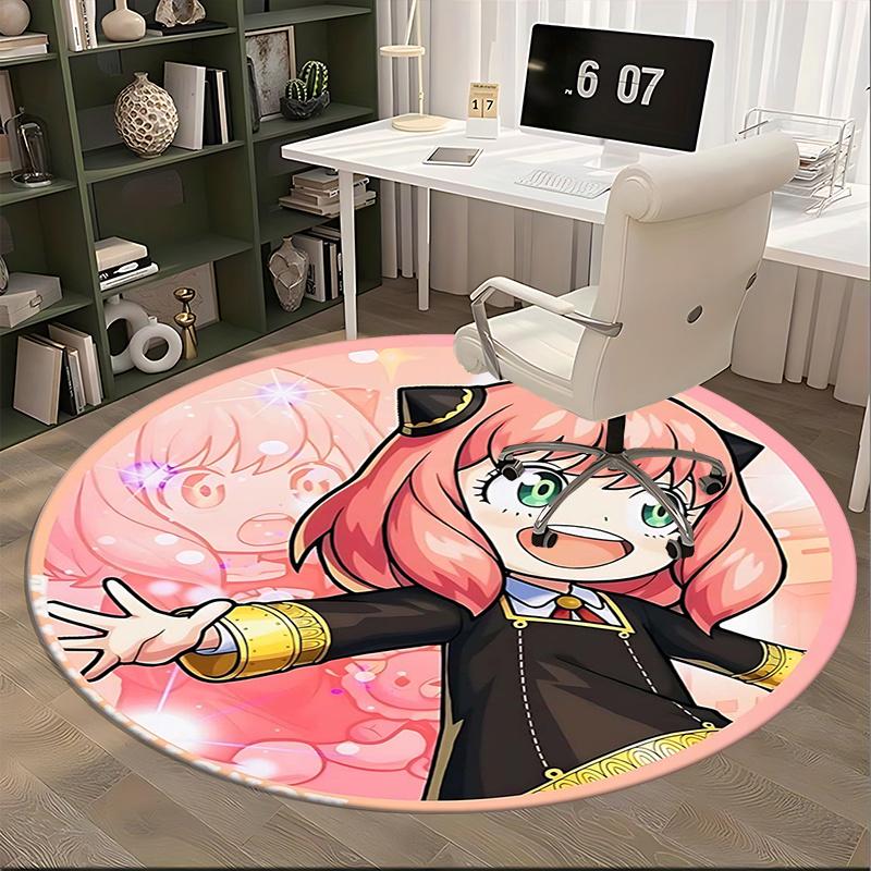 Anime Character,Pink Hair Girl Chair mat Round Rug Office carpet, Non slip, Suitable for Living Rooms, Bedrooms,Decor1205884a