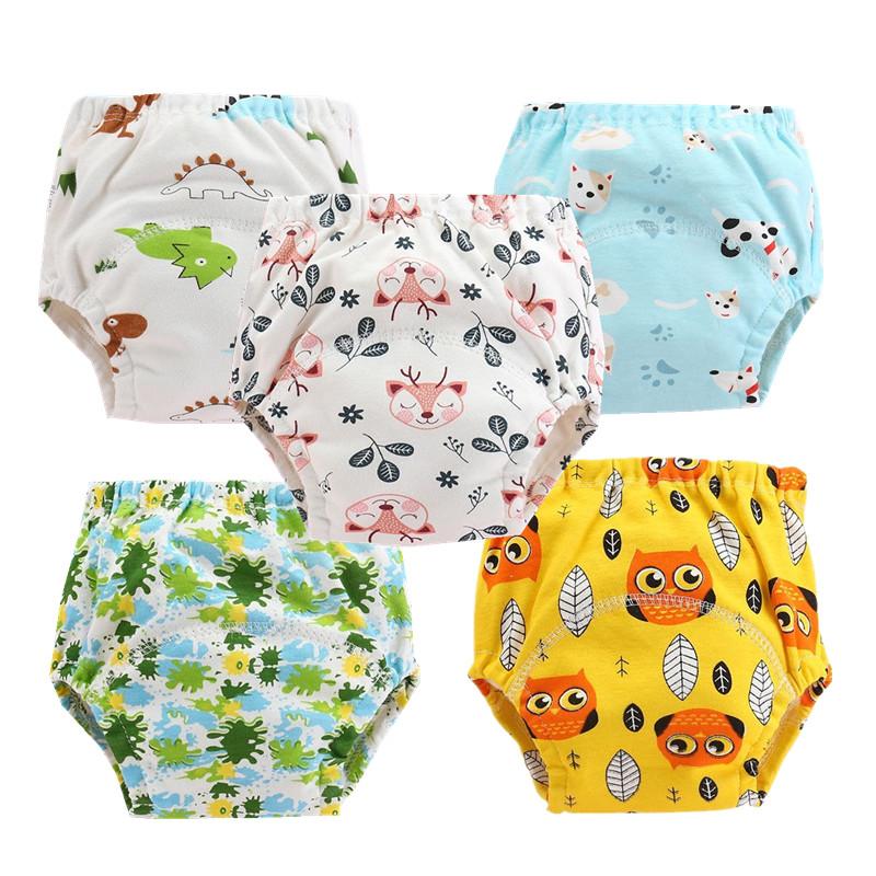 5PC Cartoon Printed Breathable Baby Reusable Diaper for Bedroom Nappy Shorts Training Pants