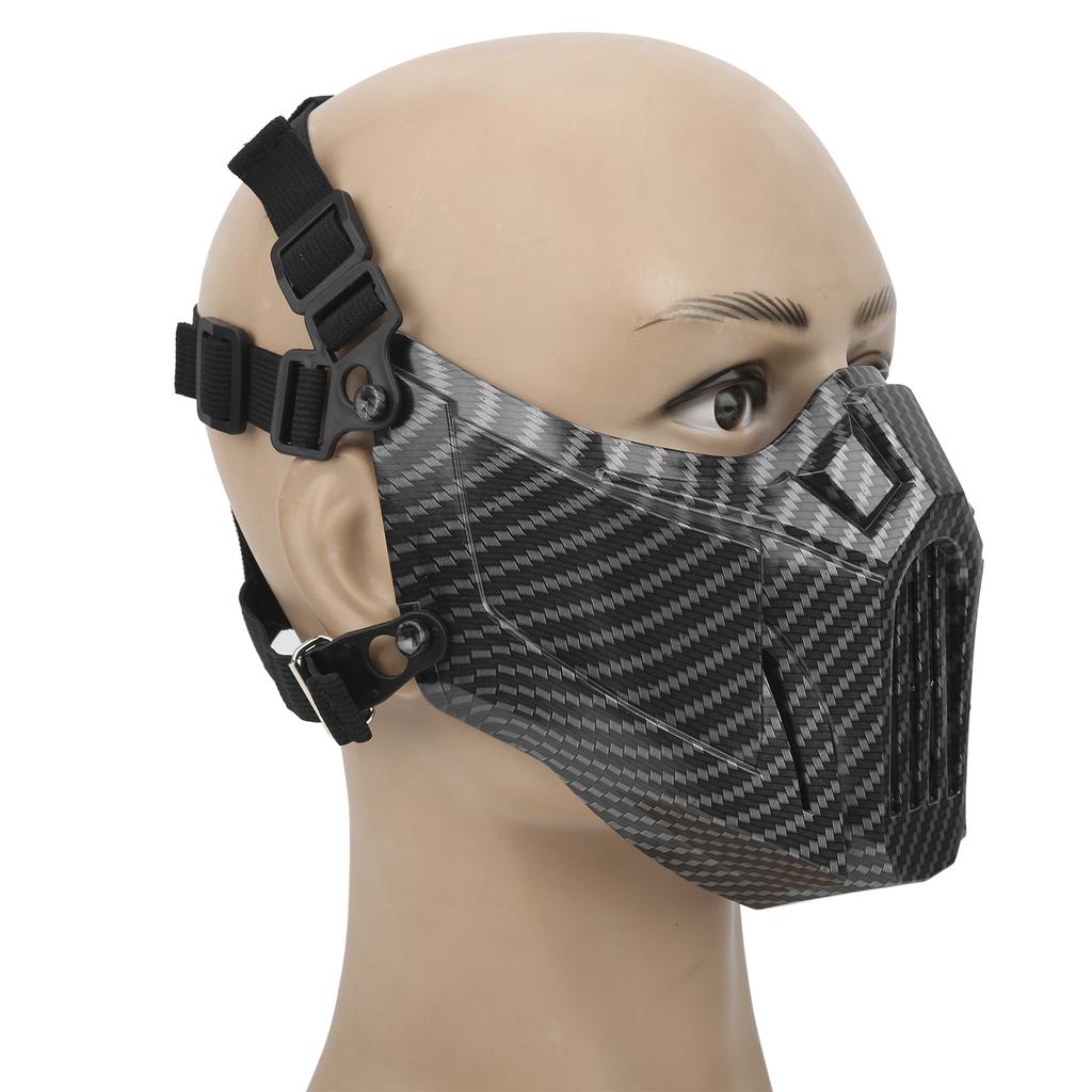 Skull Half Face Cover Guard Tactics Mouth Nose Protection Shield Carbon Fiber Texture for CS Outdoor Game