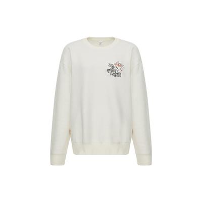 Reebok Looney Tunes Embroidered Long Sleeve Pullover Sweatshirt Unisex Tops Pink White HM3546