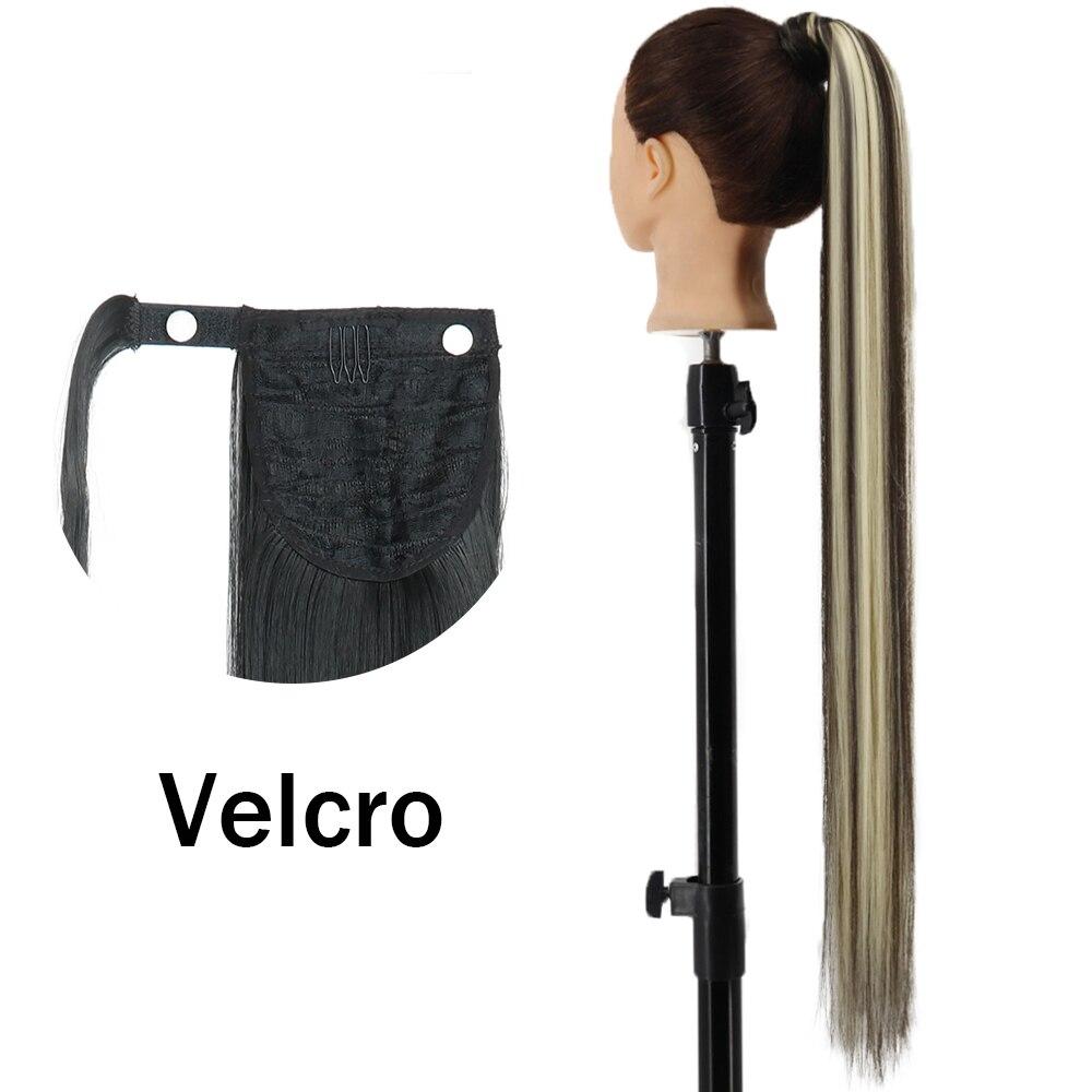 XINRAN Peluca de Cola de Caballo Recta Super Larga para Mujer Colorida Lazo Velcro Extensiones de Cabello Sintético Resistente al Calor Cola de Caballo