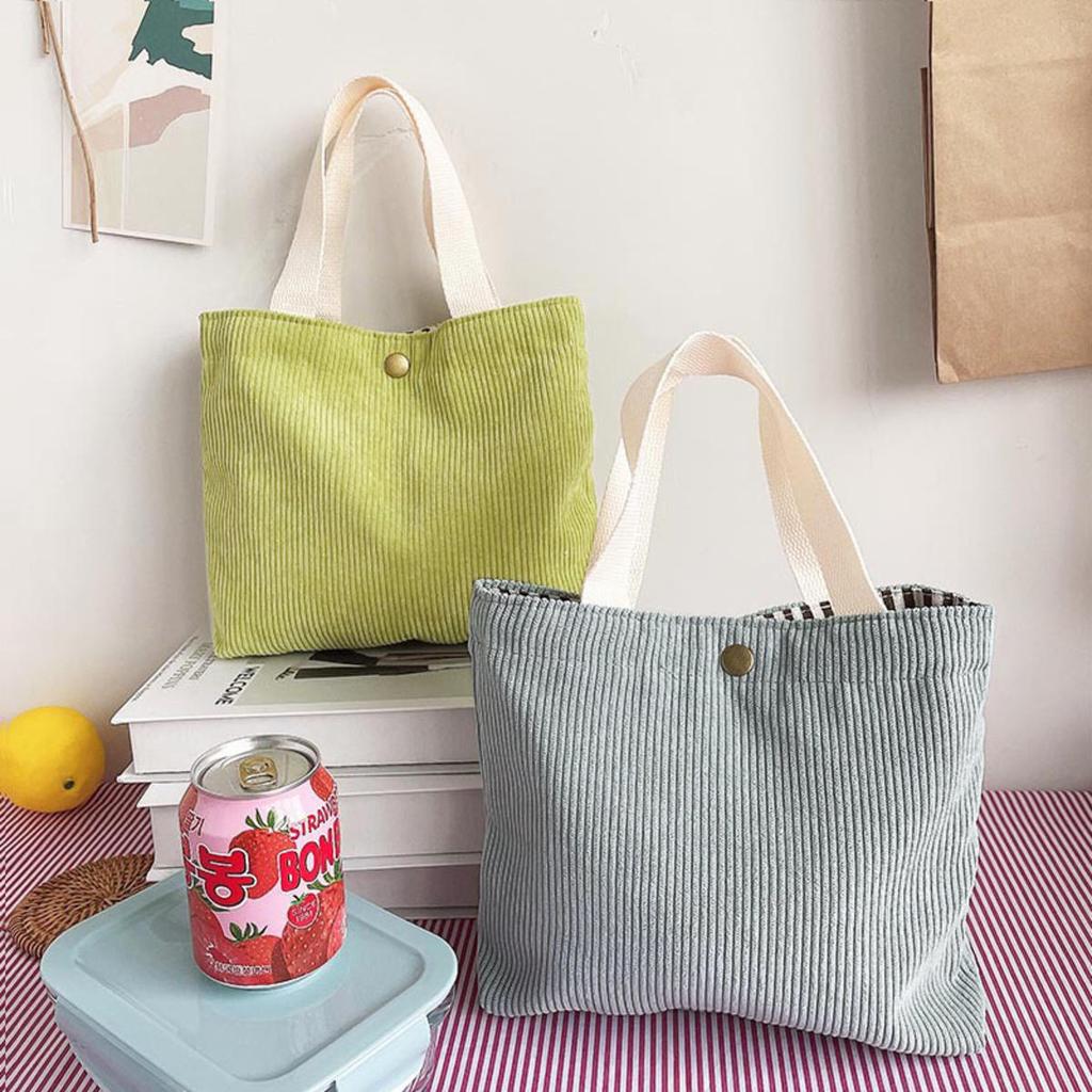 Women's Shoulder Shopper Bag Solid Color Daily Commuter Food Container Storage Bags Stripe Tote Handbags Simple Lunch Bag