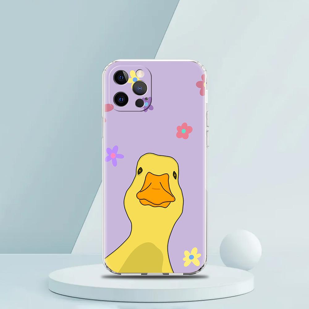 

Милый мультяшный утенок Роскошный чехол для телефона для iPhone 16 15 14 13 12 11 Pro Max XS X XR SE 7 8 Plus Мягкий силиконовый прозрачный чехол iPhone 7 8 Plus