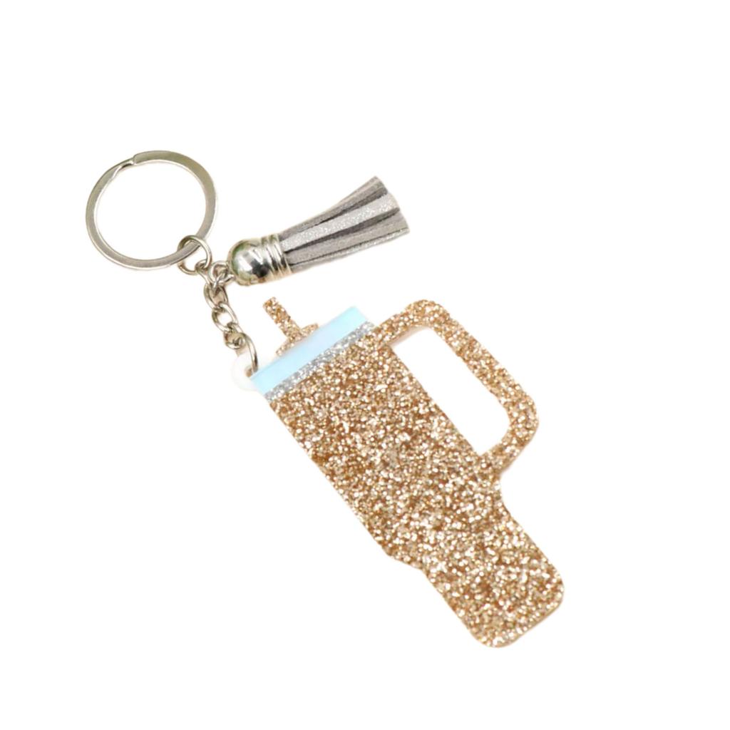 Fashion Cup Shaped Keychain Unique Acrylic Keyrings Fringe Key Adornment Fashion Bag Pendant Gift for Cup Enthusiasts