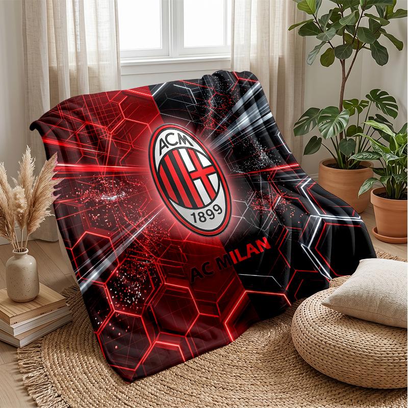 Couverture sur le thème de l'AC Milan Couverture douce en flanelle Couverture jetée en peluche Couverture douillette pour canapé et lit pour la décoration de la maison