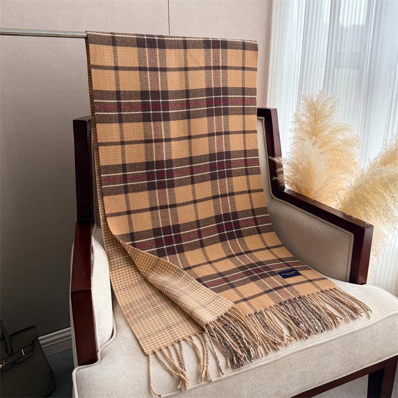 

Design Plaid Cashmere Scarf Man Tassel Shawl Stripe Pashmina Keep Warm Winter Scarf Outdoor High Quality Neck Cover Scarf 53x200 cm