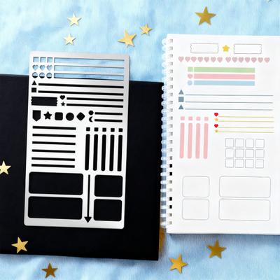 4Pcs Metal Planner Stencil Set Rustproof Engraving Stencils for Journaling Scrapbooks Rulers Numbers Letters Decorative Shapes Templates for Beginners