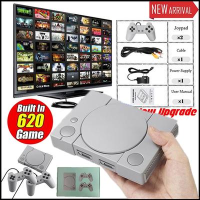 Klassische Spielekonsole 8-Bit für PS1 Mini Home Enthusiast Entertainment System Retro Integrierte 620 Action-Spiele Double Battle-Spielekonsole