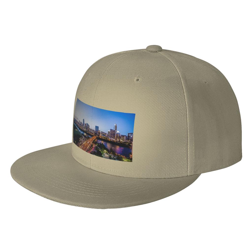Fashion Austin  Texas  City Skyline  City Lights Flat Brim Sun Hat  Cycling Summer Hat