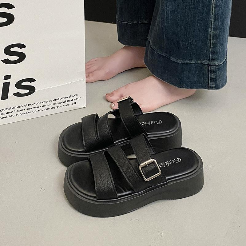 Retro cool slippers women's platform slippers summer 2025 new fashion casual versatile beach cool slippers