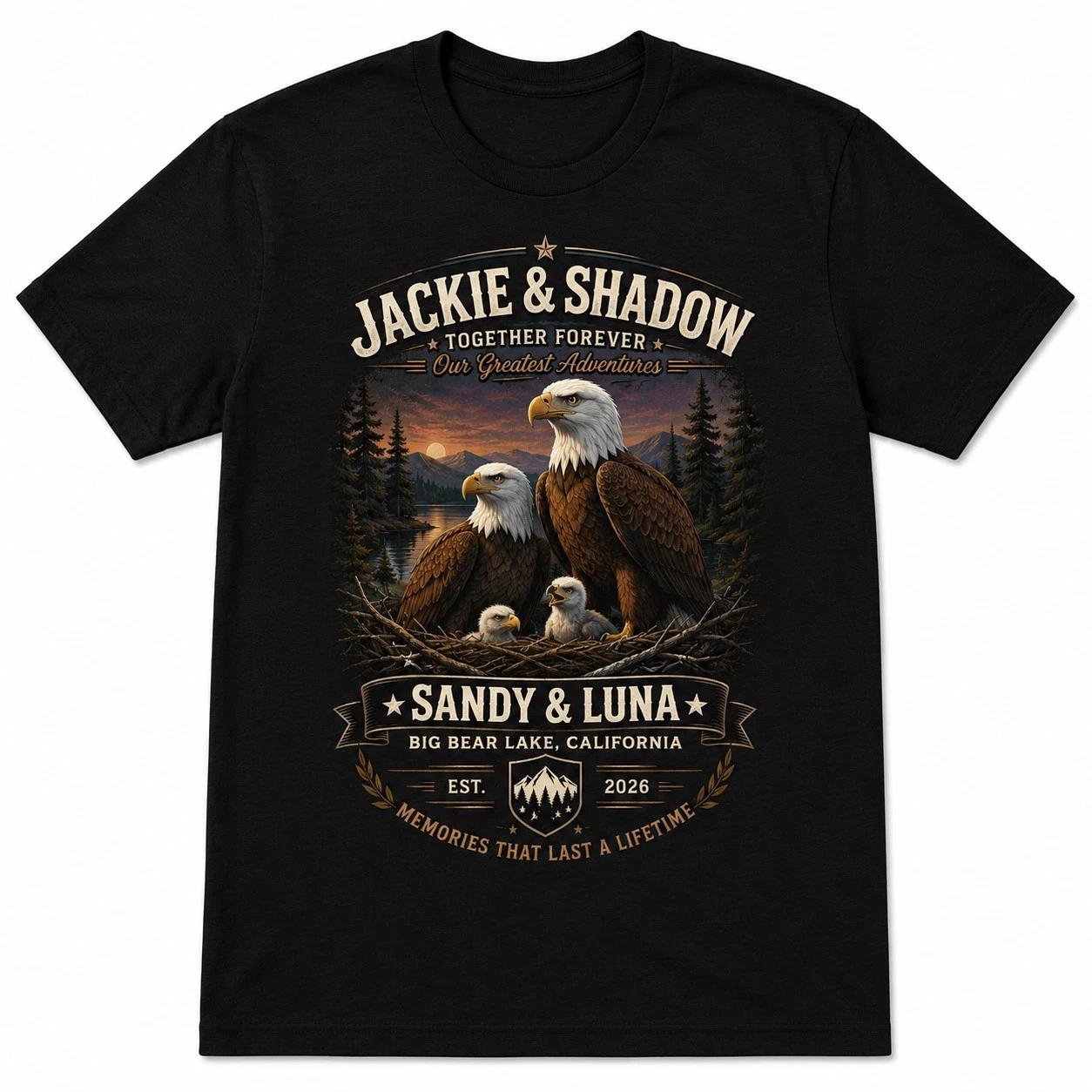 Jackie & Shadow Big Bear Lake Eagle T-T-Shirt Vintage Nature Graphic Tee Men Black S